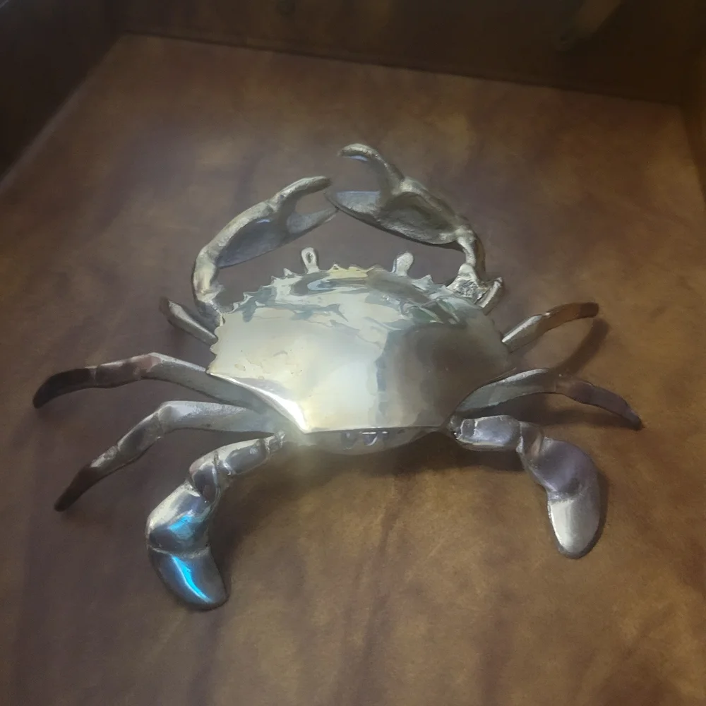 VTG Brass Crab Trinket Box
